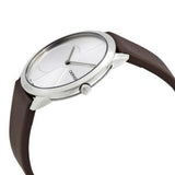 Calvin Klein Minimal Silver Dial Brown Leather Strap Watch for Men - K3M221G6