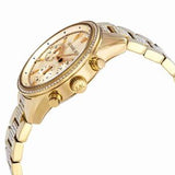 Michael Kors Ritz Chronograph Gold Dial Gold Steel Strap Watch For Women - MK6484