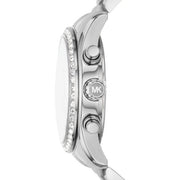 Michael Kors Lexington Chronograph Black Dial Silver Steel Strap Watch For Women - MK7277