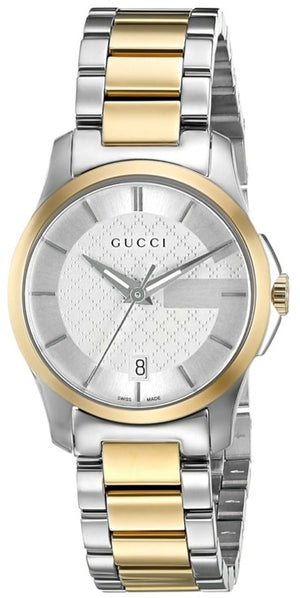 Gucci G Timeless Quartz Silver Dial Two Tone Steel Strap Watch For Women - YA126531