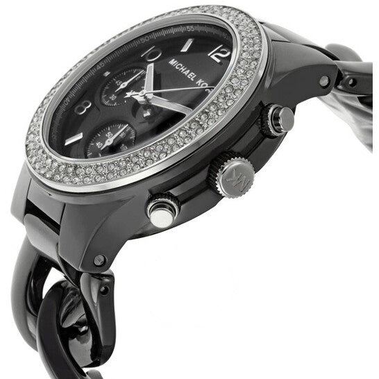 Michael Kors Ceramic Black Dial Black Steel Strap Watch for Women - MK5388