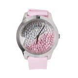 Guess Crush Crystals Silver Dial Pink Rubber Strap Watch for Women - W1223L1