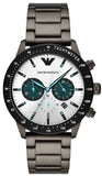 Emporio Armani Mario Chronograph White Dial Black Steel Strap Watch For Men - AR11471