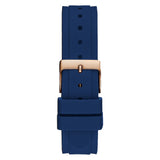 Guess Solstice Diamonds Silver Dial Blue Rubber Strap Watch for Women - GW0113L3