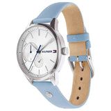 Tommy Hilfiger Brooke Silver Dial Light Blue Leather Strap Watch for Women - 1782023