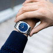 D1 Milano Ultra Thin Blue Dial Silver Steel Watch for Men - D1-UTBJ03
