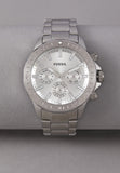 Fossil Bannon Multifunction Chronograph Silver Dial Silver Steel Strap Watch for Men - BQ2490