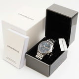 Emporio Armani Luigi Chronograph Quartz Blue Dial Silver Steel Strap Watch For Men - AR1974