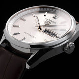 Tag Heuer Carrera Day Date Silver Dial Brown Leather Strap Watch for Men - WBN2011.FC6484