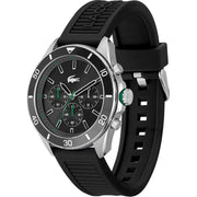 Lacoste Tiebreaker Chronograph Black Dial Black Silicone Strap Watch for Men - 2011152