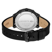 Lacoste Replay Chronograph Black Dial Black Leather Strap Watch for Men - 2011177