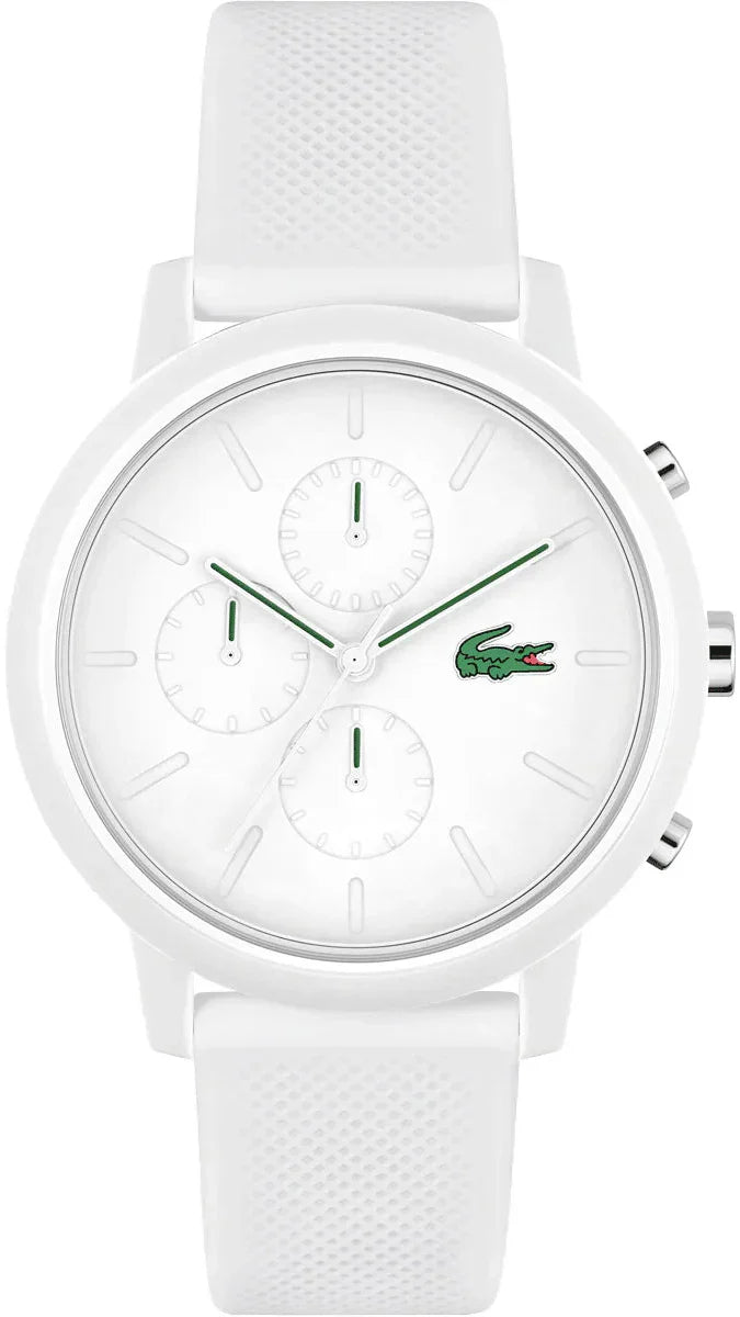 Lacoste 12.12 Chronograph White Dial White Silicon Strap Watch for Men  - 2011246