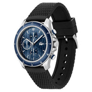 Lacoste Neoheritage Chronograph Blue Dial Black Silicone Strap Watch for Men - 2011252