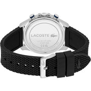 Lacoste Neoheritage Chronograph Blue Dial Black Silicone Strap Watch for Men - 2011252