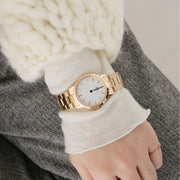 Daniel Wellington Iconic Link White Dial Rose Gold Steel Strap Watch For Women - DW00100211