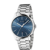 Gucci G Timeless Blue Dial Silver Steel Strap Watch For Men - YA126316