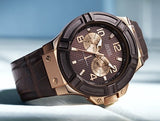 Guess Rigor Analog Brown Dial Brown Leather Strap Watch For Men - W0040G3