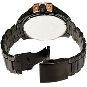 Diesel Mega Chief Chronograph Black Dial Black Steel Strap Watch For Men - DZ4309