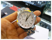 Tissot PRC 200 Chronograph White Dial Silver Steel Strap Watch For Men - T055.417.11.017.00