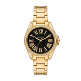 Michael Kors Kacie Analogue Black Dial Gold Steel Strap Watch for Women - MK4852