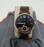 Fossil The Commuter Twist Black Dial Brown Leather Strap Watch for Men -  ME1165