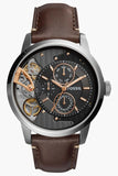 Fossil Townsman Automatic Black Dial Brown Leather Strap Watch for Men -  ME1163