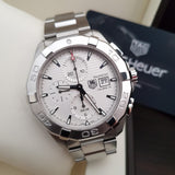 Tag Heuer Aquaracer Automatic Chronograph White Dial Silver Steel Strap Watch for Men - CAY2111.BA0927