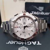 Tag Heuer Aquaracer Automatic Chronograph White Dial Silver Steel Strap Watch for Men - CAY2111.BA0927