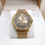 Versace V Circle Quartz Gold Dial Gold Mesh Bracelet Watch For Men - VBQ070017