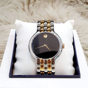 Movado Veturi Quartz Black Dial Two Tone Steel Strap Watch for Men - 0606932
