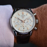 Tag Heuer Carrera Chronograph White Dial Brown Leather Strap Watch for Men - CBN2013.FC6483