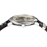 Versace V-Circle Silver Dial Black Leather Strap Watch for Men - VEBQ01219