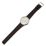 Calvin Klein Minimal Silver Dial Brown Leather Strap Watch for Men - K3M211G6