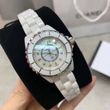 Chanel J12 Diamonds Mother of Pearl White Dial White Steel Strap Watch for Women - J12 H5704