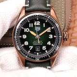 Jam Tangan Pria Tag Heuer Autavia Calibre 5 Automatic Olive Green Dial Green Leather Strap - WBE5190.FC8268