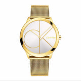 Calvin Klein Minimal White Dial Gold Mesh Bracelet Watch for Men - K3M21526