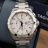 Tag Heuer Aquaracer Automatic Chronograph White Dial Silver Steel Strap Watch for Men - CAY2111.BA0927