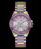 Guess Lady Frontier Diamonds Silver Dial Multicolor Steel Strap Watch for Women - GW0044L1