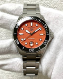 Tag Heuer Aquaracer Professional 300 Orange Diver Automatic Orange Dial Silver Steel Strap Watch for Men - WBP201F.BA0632