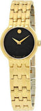 Movado Veturi Black Dial Gold Steel Strap Watch for Women - 0606935