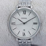 Fossil Jacqueline White Dial Silver Steel Strap Watch for Women - ES3698