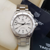 Jam Tangan Pria Tag Heuer Aquaracer Automatic White Dial Silver Steel Strap - WAY2111.BA0928