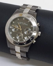 Marc Jacobs Blade Chronograph Black Dial Two Tone Steel Strap Watch for Women - MBM3179