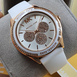 Michael Kors Oversized Sport Quartz White Dial White Rubber Strap Watch For Women - MK6945