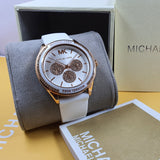 Michael Kors Oversized Sport Quartz White Dial White Rubber Strap Watch For Women - MK6945