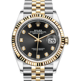 Rolex Datejust 36 Oyster Black Dial Two Tone Oystersteel & Yellow Gold Jubilee Bracelet Watch for Women - M126233-0021