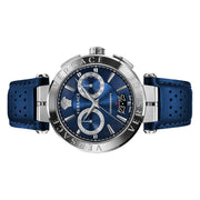 Versace Aion Chronograph Blue Dial Blue Leather Strap Watch for Men - VE1D01220