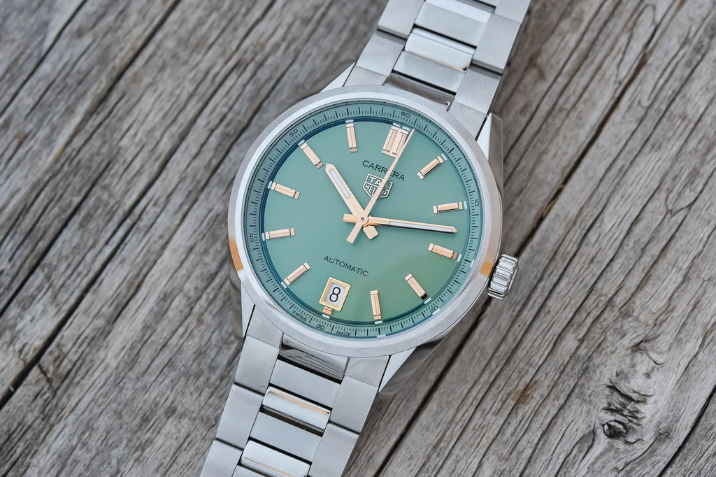 Tag Heuer Carrera Date Automatic 18K Green Dial Silver Steel Strap