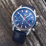 Tag Heuer Carrera Chronograph Blue Dial Blue Leather Strap Watch for Men - CBN201D.FC6543