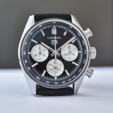 Tag Heuer Carrera Automatic Chronograph Black Dial Black Leather Strap Watch for Men - CBS2210.FC6534